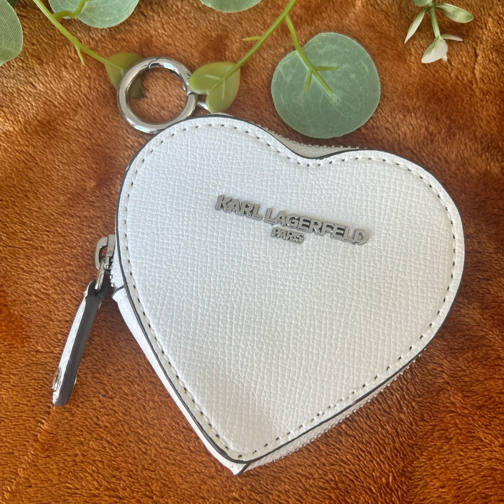 Karl Lagerfeld White Heart-Shaped Coin Purse